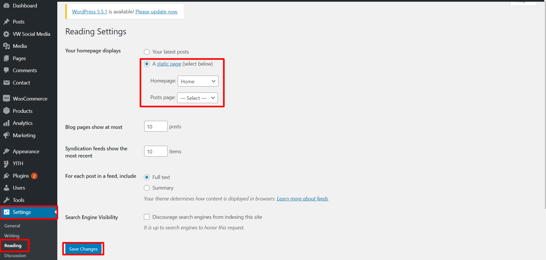 Image showing for setting home page