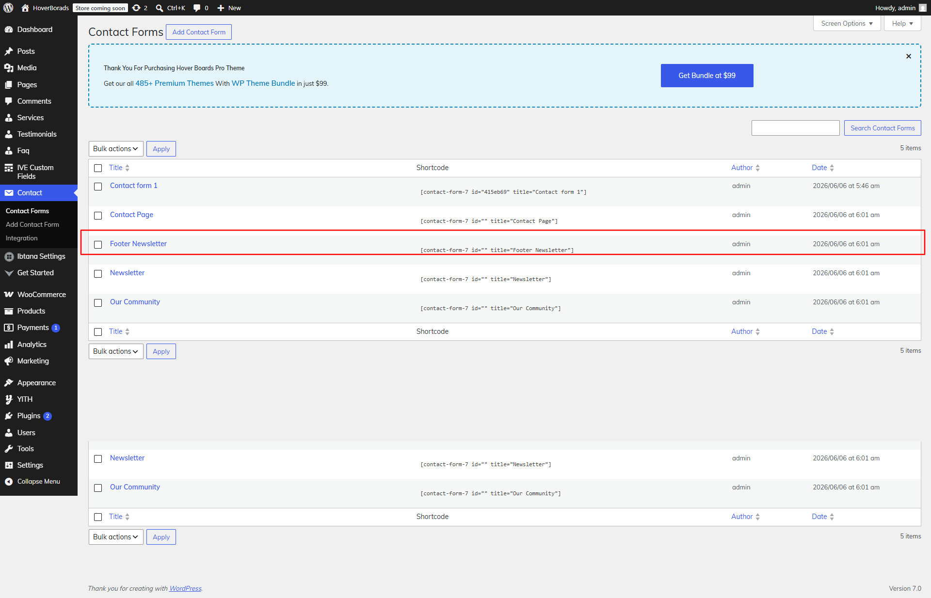 footer-newsetter Form Editor