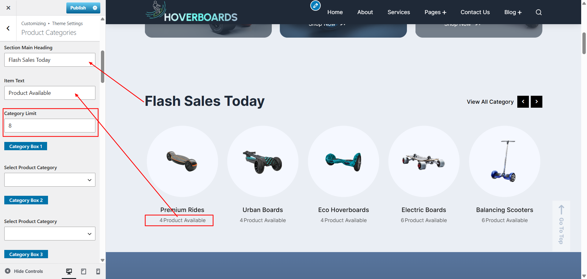 Product Categories Settings