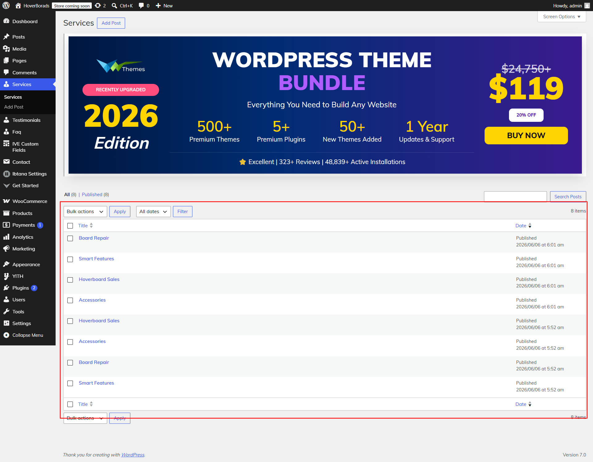 Services Post Editor