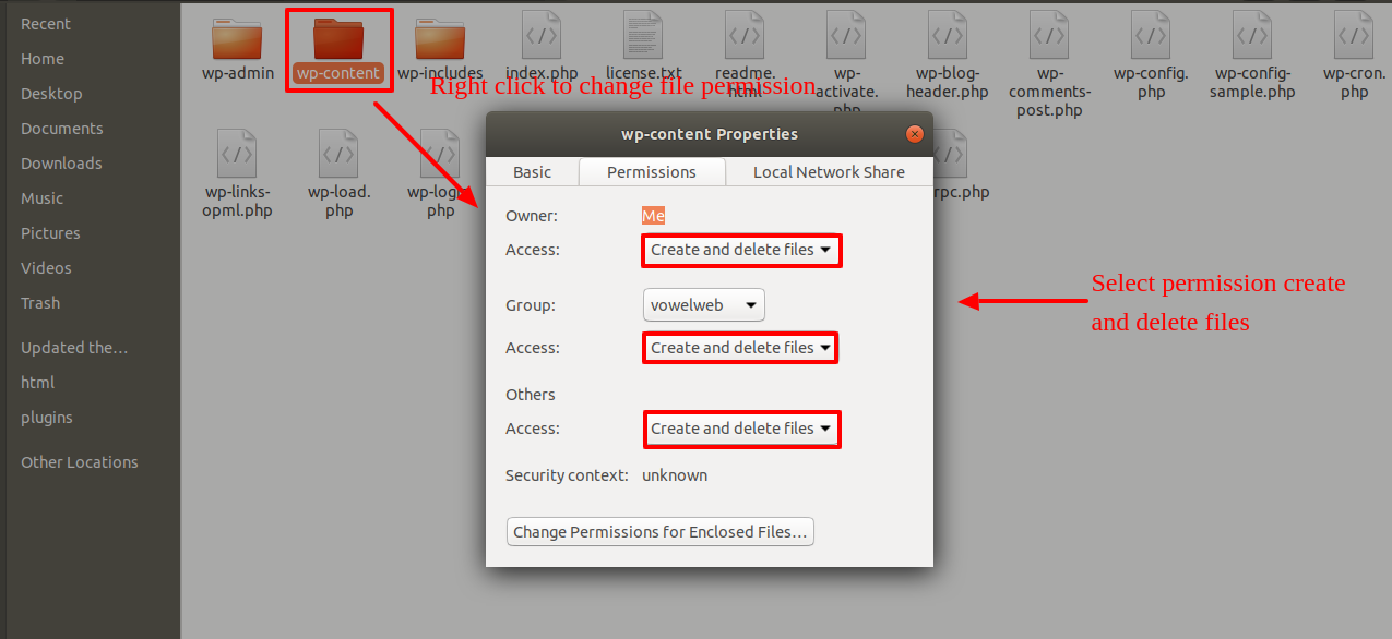 Image showing for how to add permission to folder