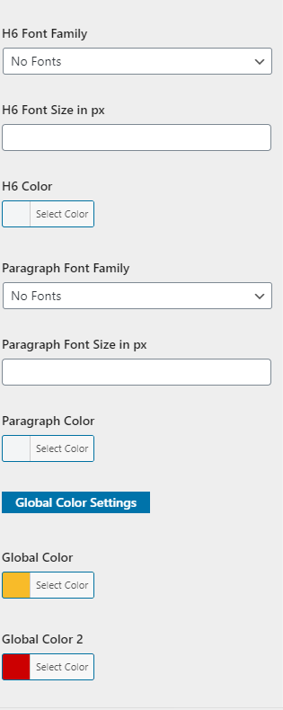 Image showing for how to color and font setting in theme.