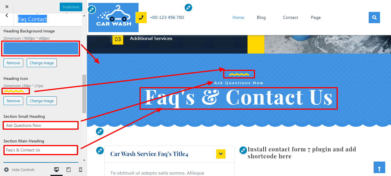 Image showing customizer setting for pricing plans