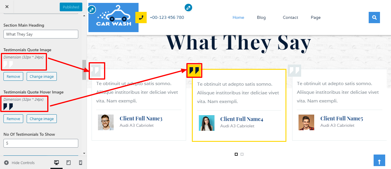 Image showing customizer setting for record