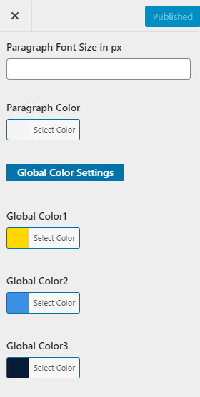 Image showing for how to color and font setting in theme.