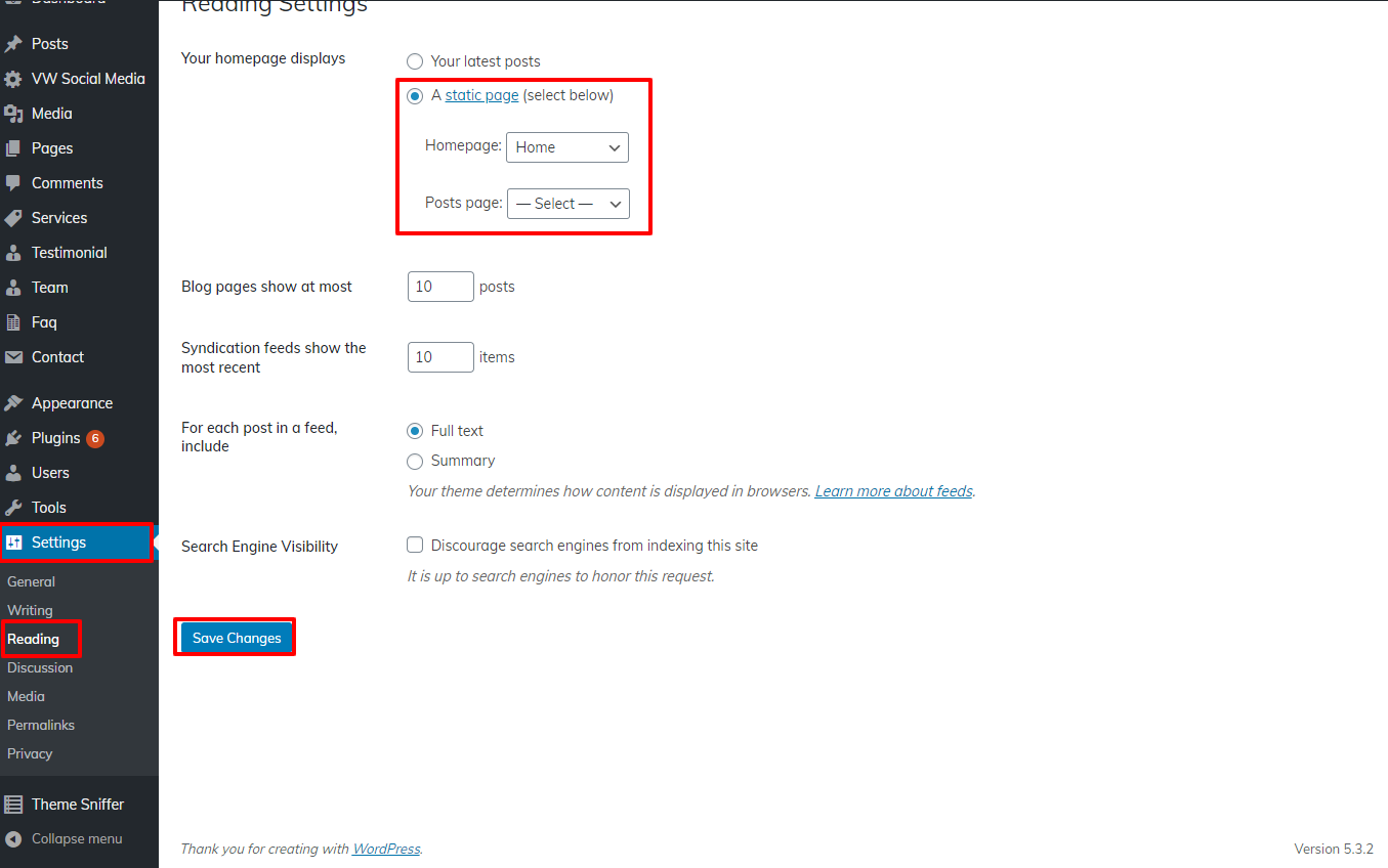 Image showing for setting home page