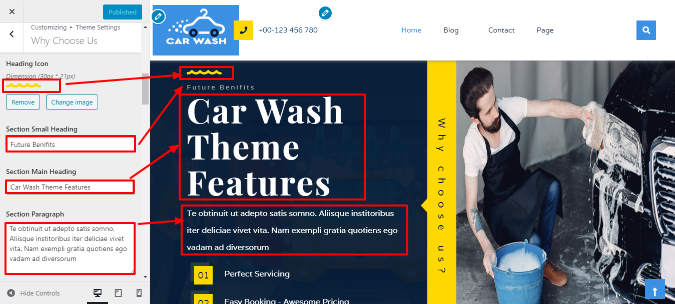 Image showing customizer settings of Why Choose Us 