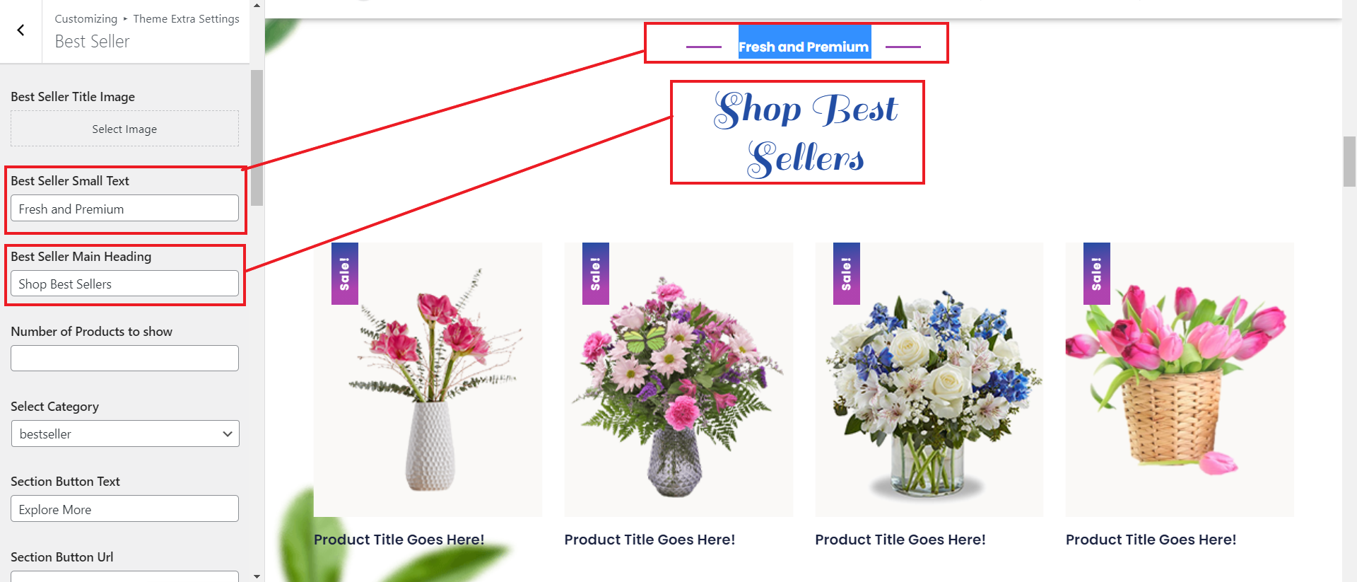 Image showing customizer setting for pricing plans