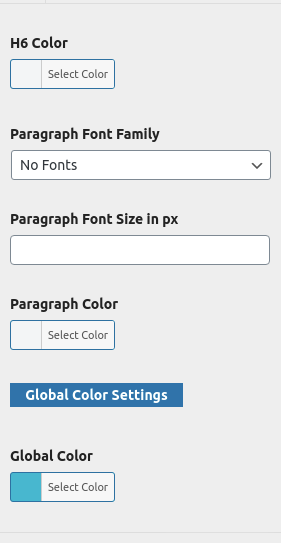 Image showing for how to color and font setting in theme.