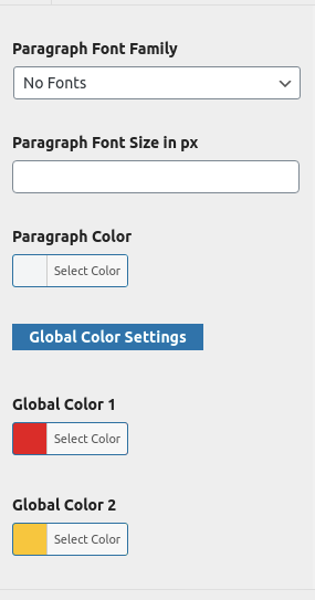 Image showing for how to color and font setting in theme.