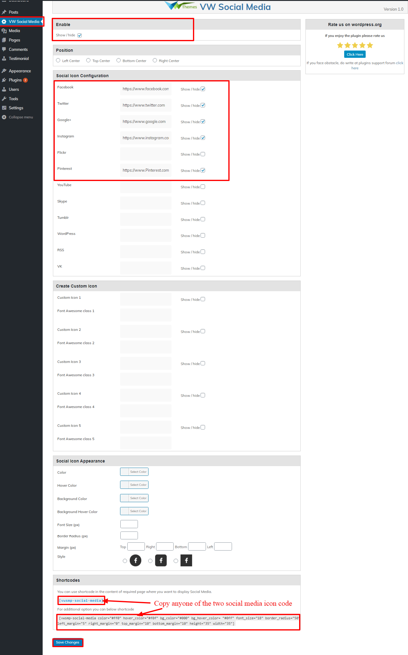 Image showing customizer setting of slider