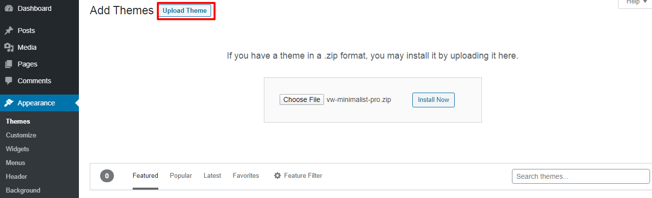 Image showing for how to upload theme folder