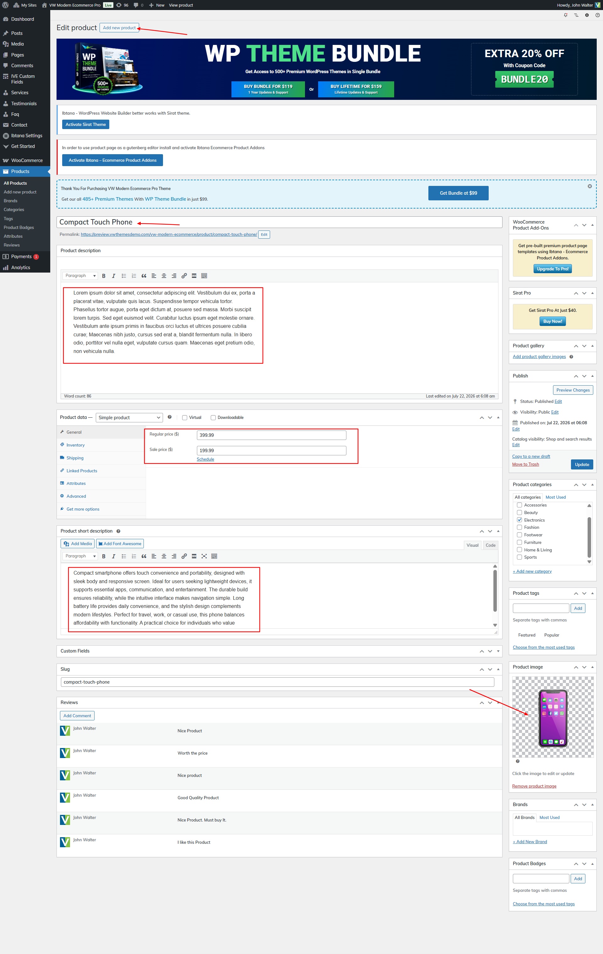 Product Tabs Display