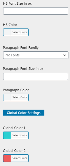 Image showing for how to color and font setting in theme.