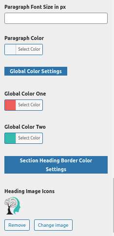 Image showing for how to color and font setting in theme.