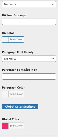 Image showing for how to color and font setting in theme.