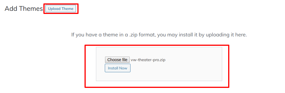 Image showing for how to upload theme folder