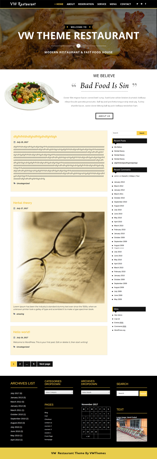 Free Restaurant WordPress Theme Free Restaurant WordPress Theme