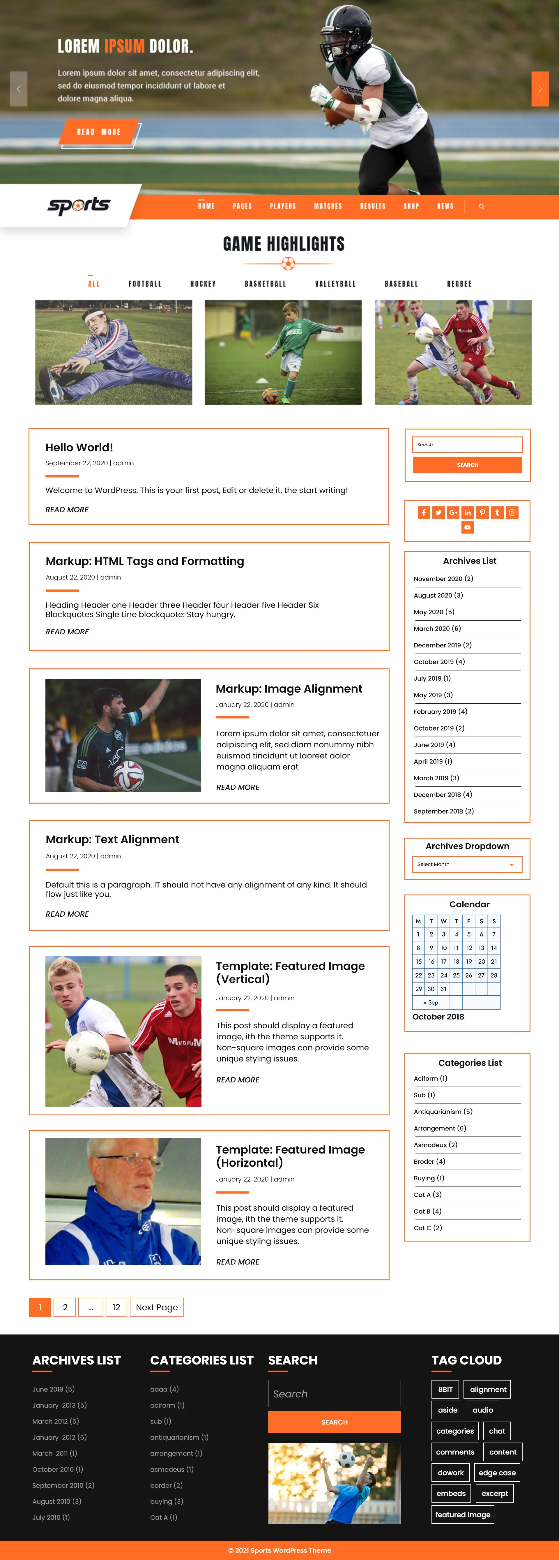 Free WordPress Sports Theme Free WordPress Sports Theme