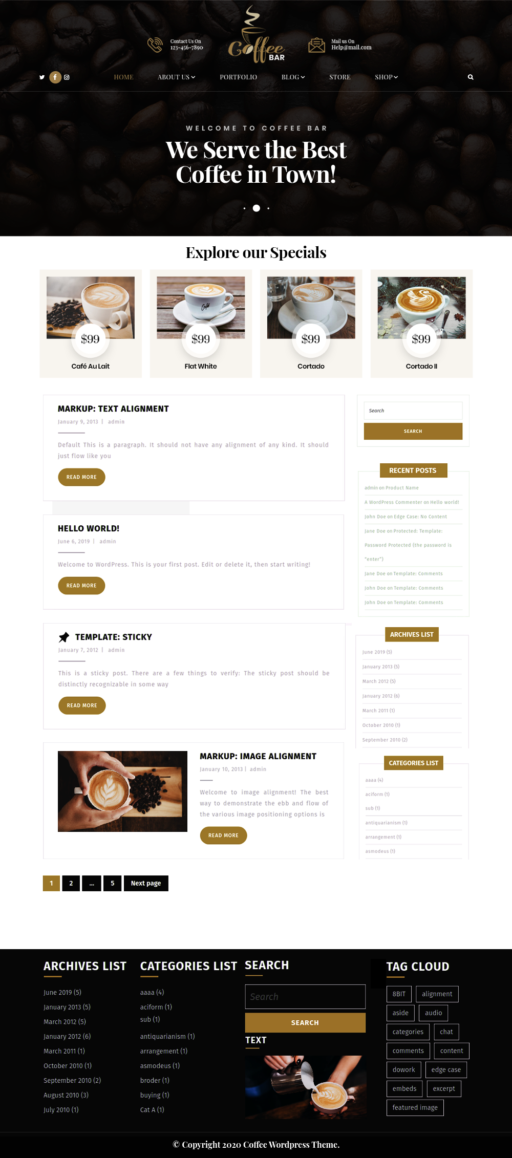 Free Cafe WordPress Theme Free Cafe WordPress Theme