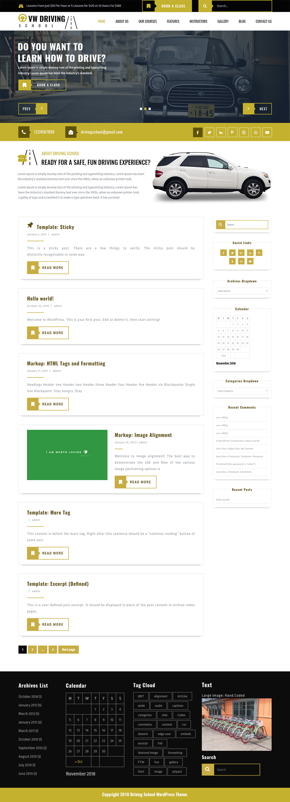 Free Driving School WordPress Theme Free Driving School WordPress Theme