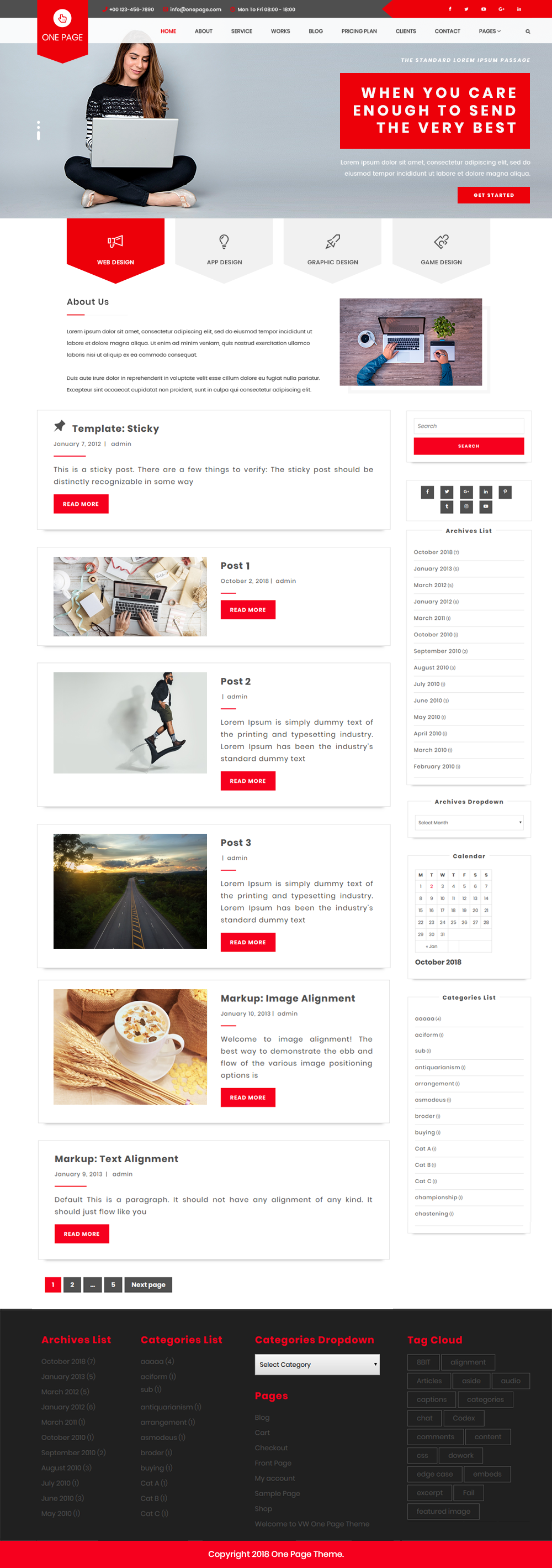 Free One Page WordPress Theme Free One Page WordPress Theme
