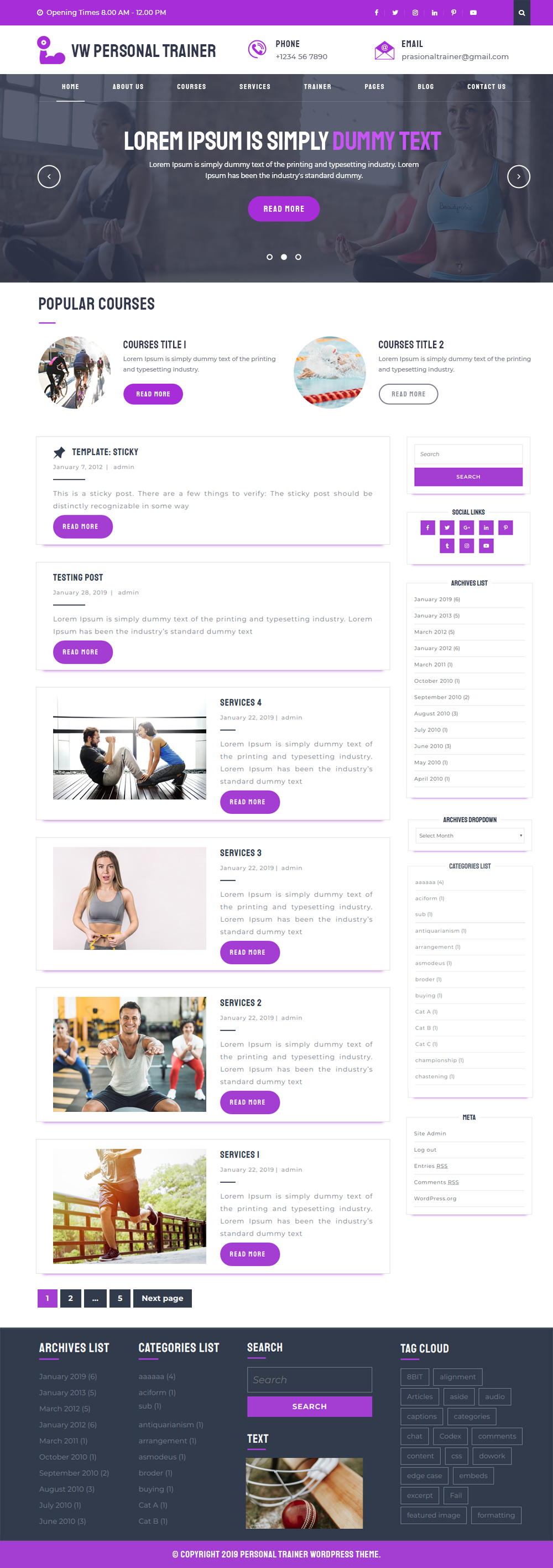 Free Personal Trainer WordPress Theme Free Personal Trainer WordPress Theme