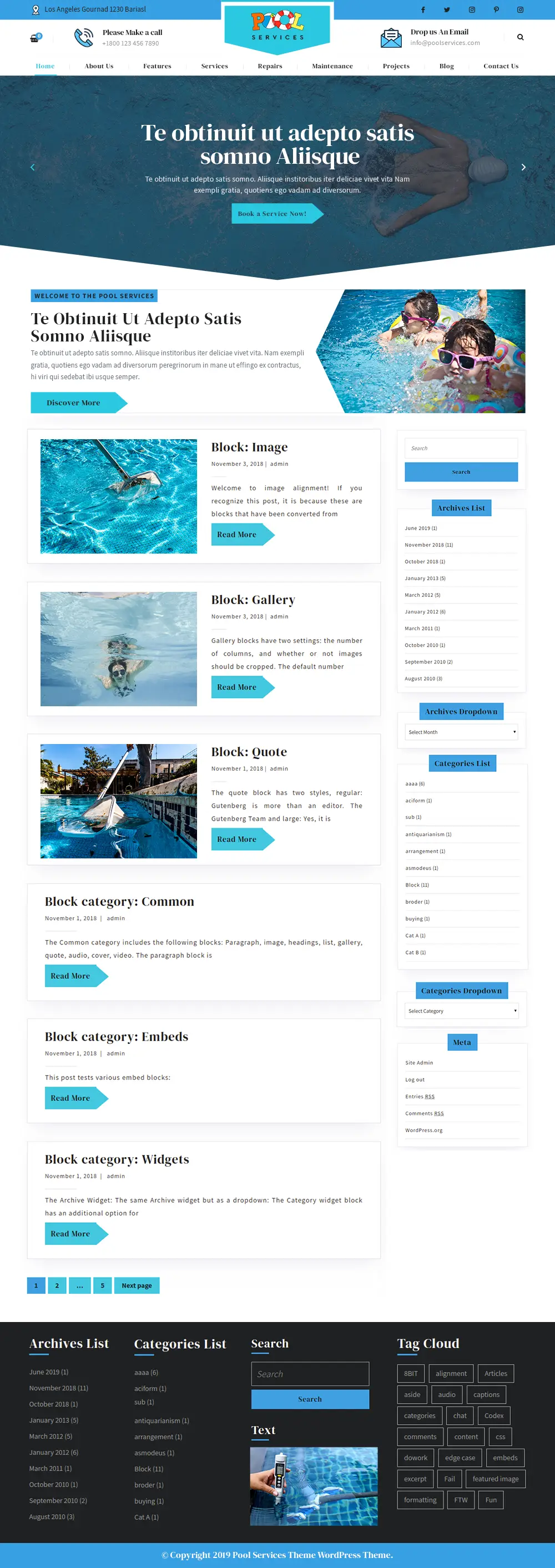 Free Pool Services WordPress Theme Free Pool Services WordPress Theme