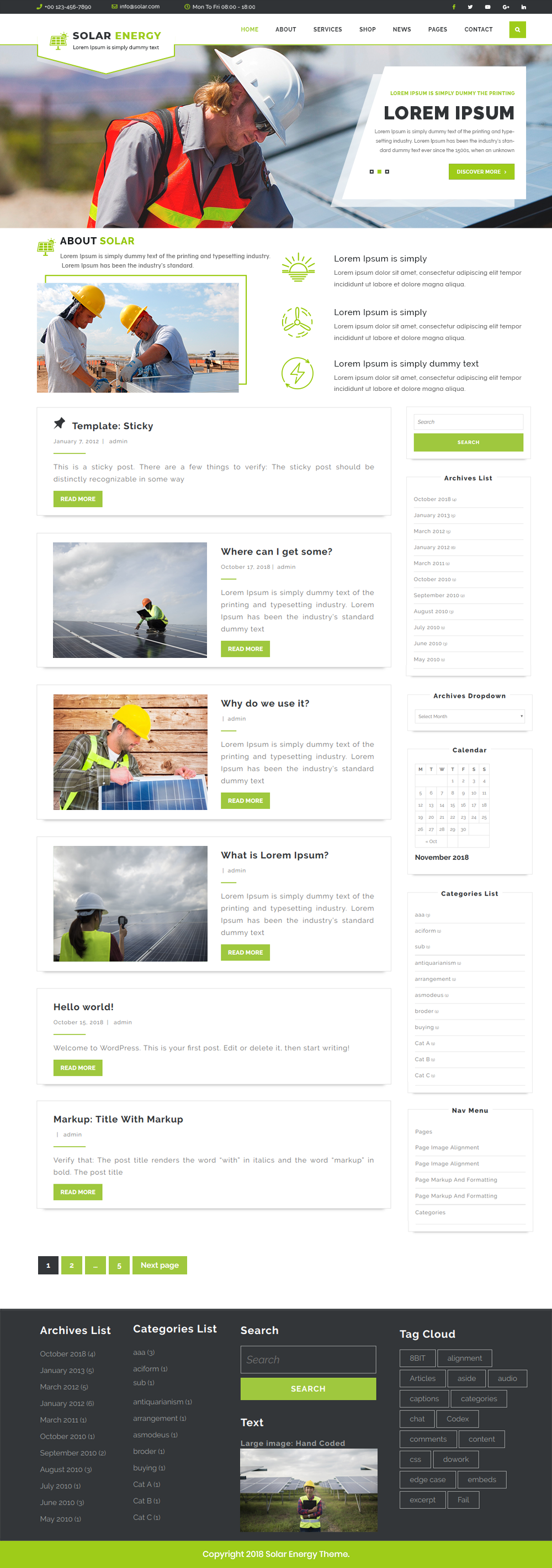 Free Solar Energy WordPress Theme Free Solar Energy WordPress Theme