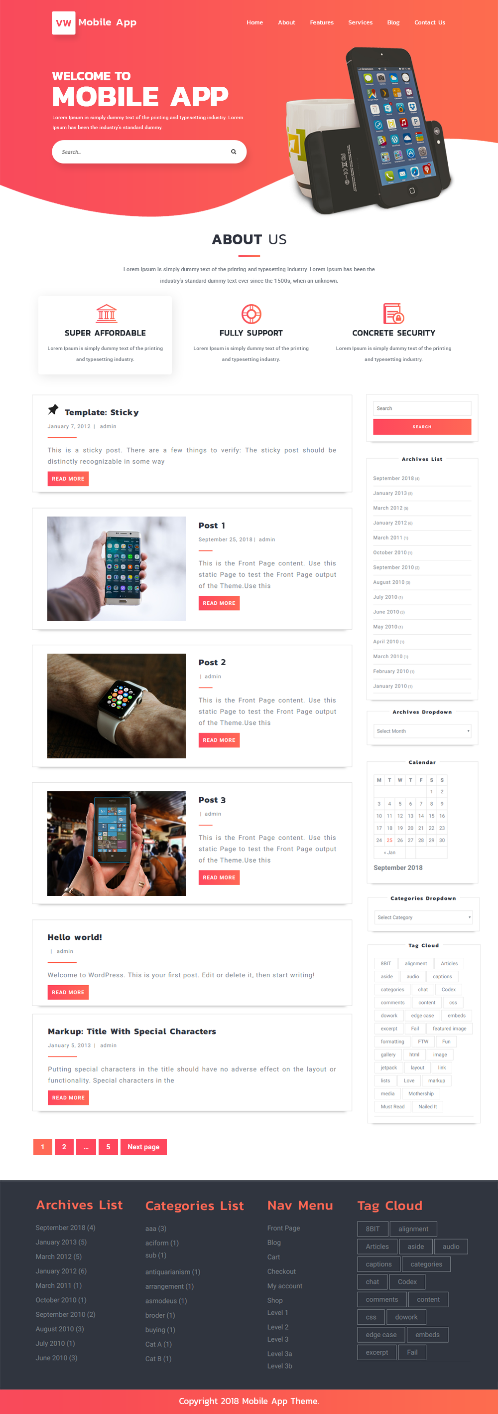 Free WordPress Mobile App Theme Free WordPress Mobile App Theme