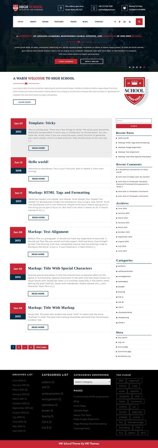 Free WordPress School Theme Free WordPress School Theme