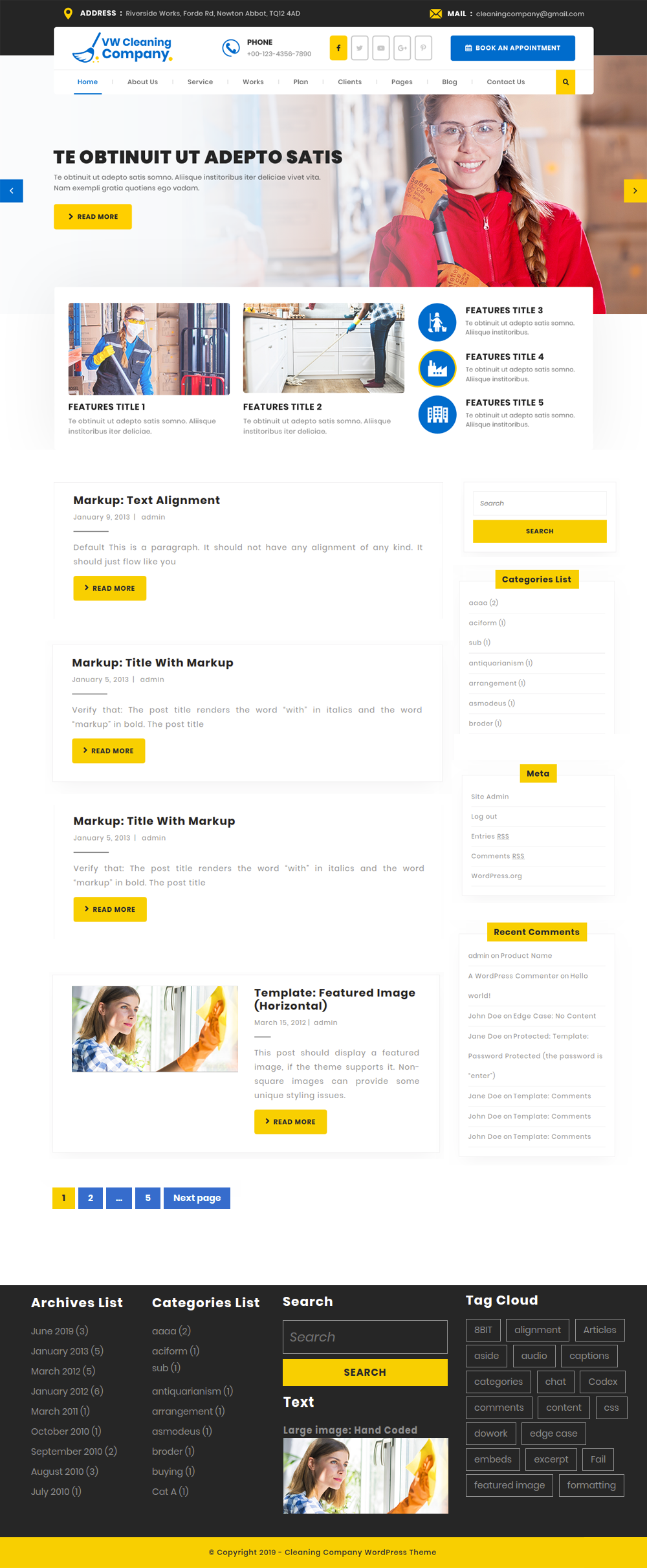 Free Cleaning Company WordPress Theme