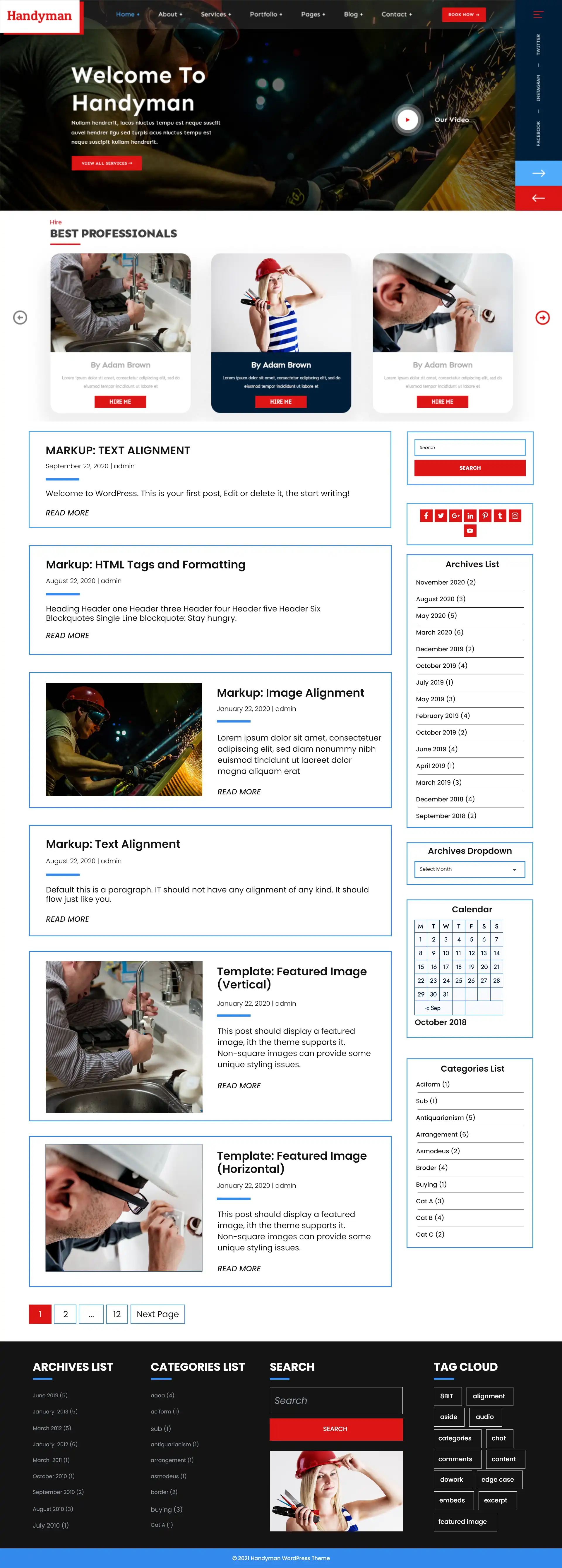 Free Handyman WordPress Theme Free Handyman WordPress Theme