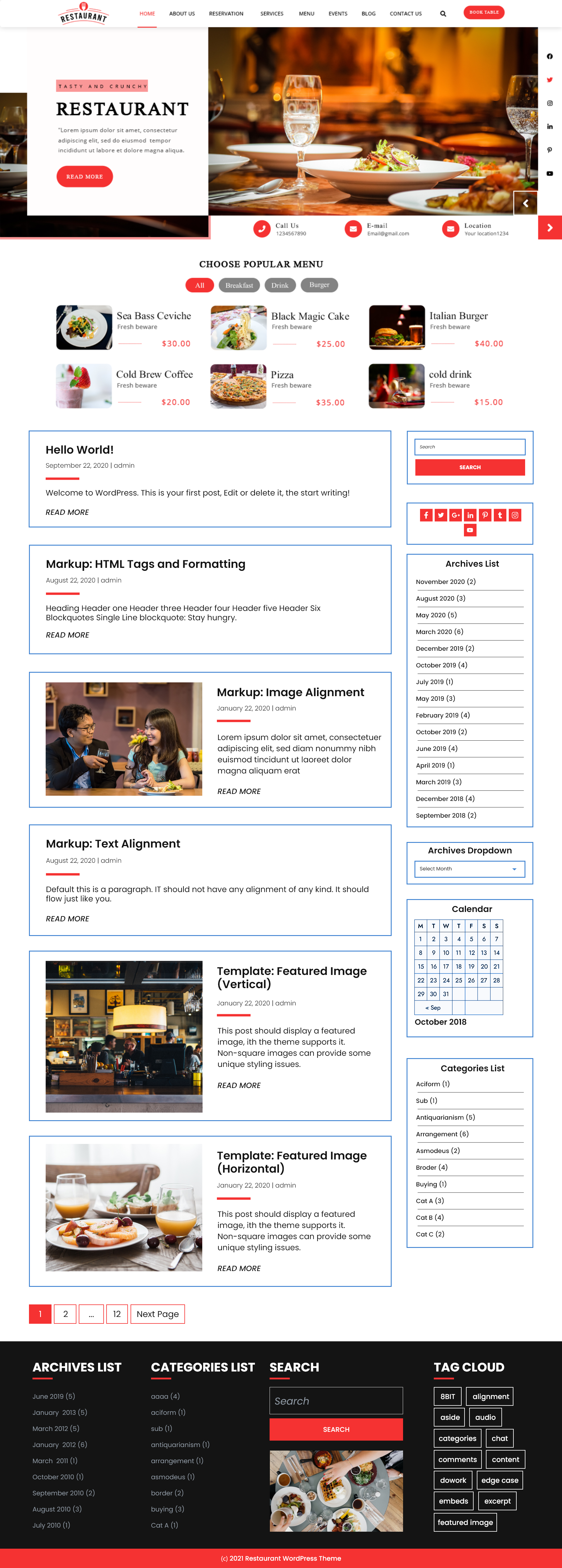 Free Restaurant WordPress Theme Free Restaurant WordPress Theme