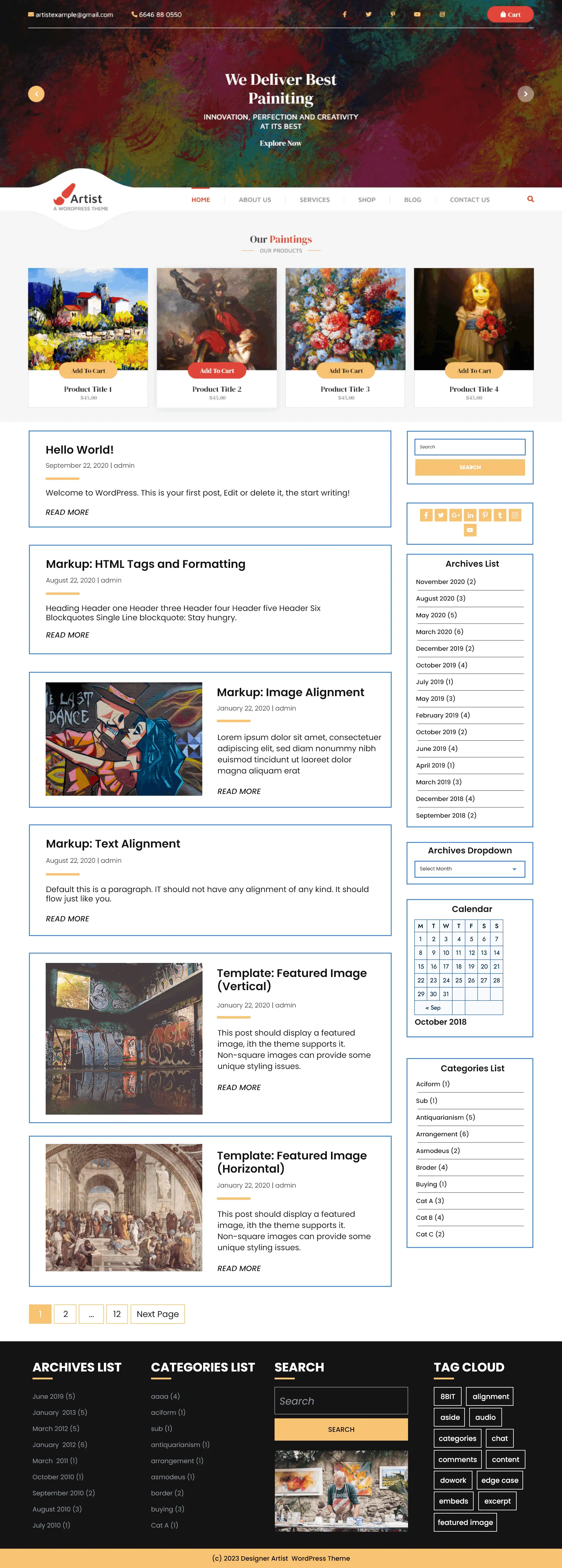 Free Artist WordPress Theme Free Artist WordPress Theme