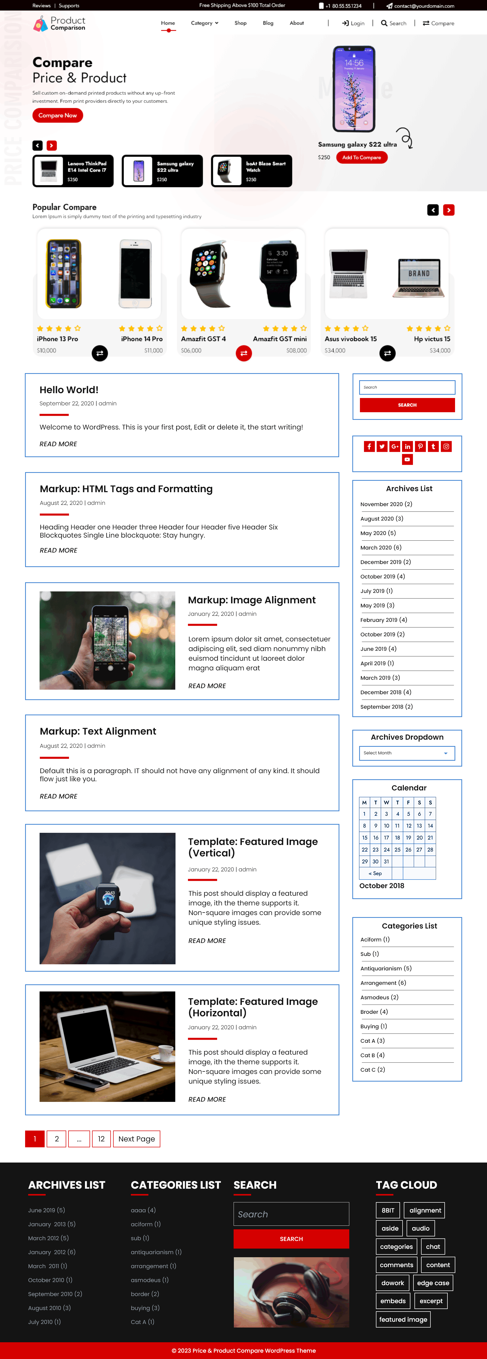 Free Product Comparison WordPress Theme Free Product Comparison WordPress Theme